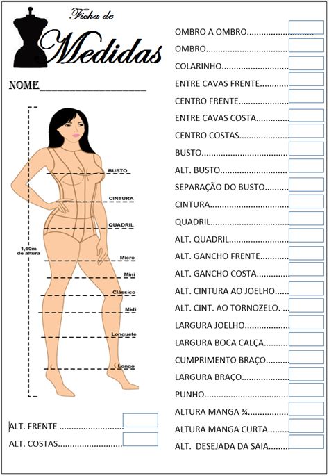 Tabela Para Medidas Patrones De Costura Patrones De Vestido De