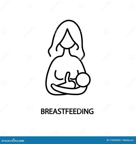 Breastfeeding Line Icons Set Lactating Mother Infographic Vector