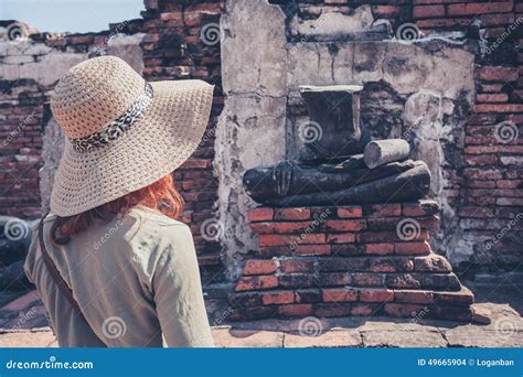 Woman Exploring Ancient Ruins Stock Photo - Image of ruins, park: 49665904