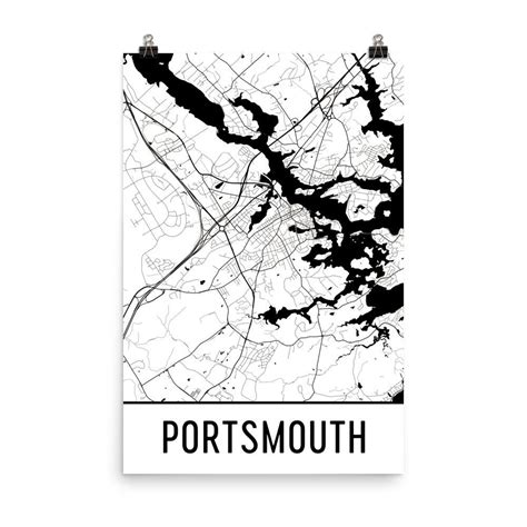 Portsmouth NH Street Map Poster - Wall Print by Modern Map Art