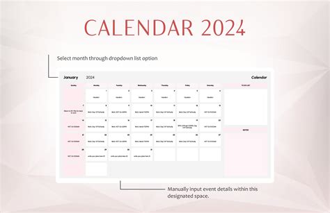 Days of a Month Calendar Template in Excel, Google Sheets - Download ...