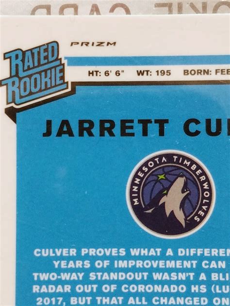 2019 20 Panini Donruss Optic Jarrett Culver RATED ROOKIE RC PURPLE