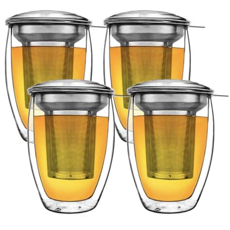 Creano 4x Double Walled Thermo Glass All In One 400ml With Stainless