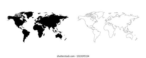 World Map Vector Silhouette Outline Isolated Stock Vector (Royalty Free ...