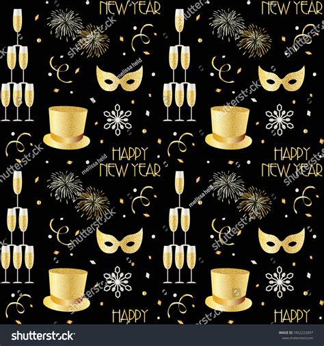 Seamless New Years Eve Pattern Champagne Stock Vector Royalty Free