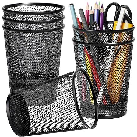 Amazon Black Pen Holder Cup For Desk Pencil Cup Holder Black