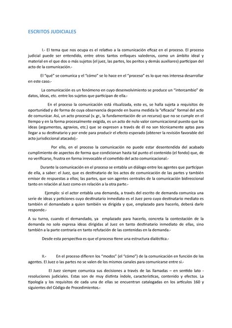 Resumen Escritos Judiciales Escritos Judiciales I El Tema Que Nos