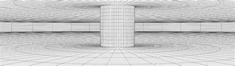 Vortex Vectorperspectief Gebogen Raster Abstracte Tunnel Van Wireframe