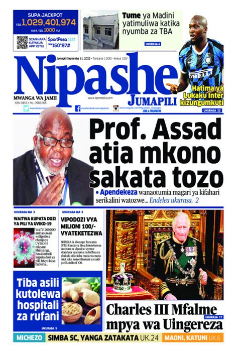 Habari Kubwa Za Magazeti Ya Tanzania Leo Jumapili Septemba