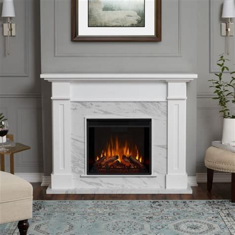 Bowery Hill Electric Fireplace In White Marble Traditional Indoor