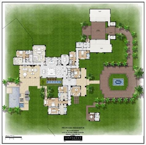 14 223 Sq Ft Florida Mansion Floor Plan Site Plan