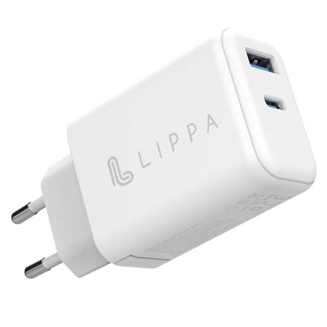 Lippa W Usb C Pd Usb A Qc Gan V Goplader Hvid