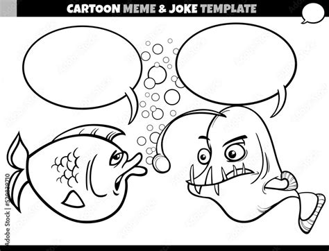 cartoon meme template with speech bubble and comic fish Stock Vector ...