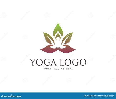 Lotus Flower with Yoga Logo Design. Stock Illustration - Illustration ...