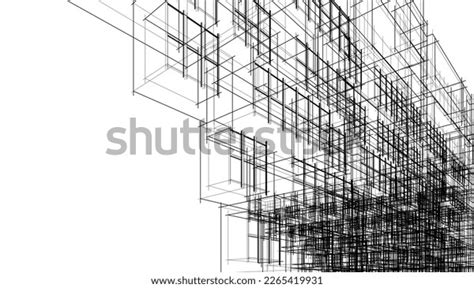 Architectural Sketch Modern Building Vector Illustration Stock Vector ...