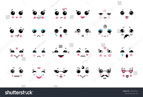 kawaii set cartoon japanese cute emoticons stock vector royalty