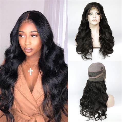 100 Unprocessed Human Hair Lace Front Wigs 180 Density Brazilian Body Wave 360 Lace Frontal