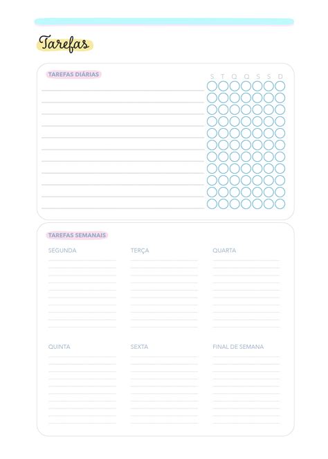 Tarefas Diarias e Semanais Planner 2024 Colorido - Fazendo a Nossa Festa