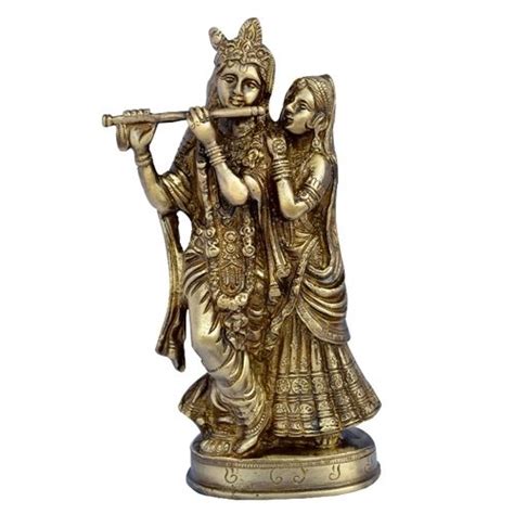 Aakrati Radha Krishna Pair Brass Figure Best Decorative Articraft Brown