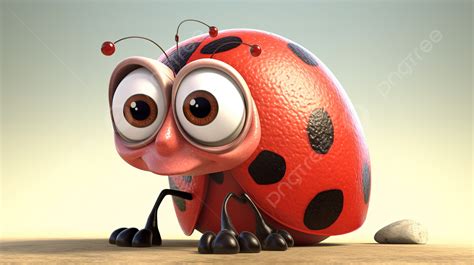 Cartoon Ladybug With Three Huge Eyes Background, Funny Wallpaper, 25268 ...