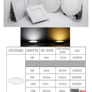 led watts panel recess type roundsquare shopee philippines