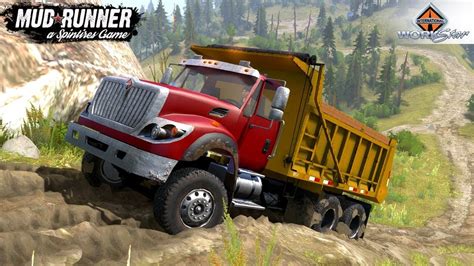 Spintires MudRunner INTERNATIONAL WORKSTAR Dump Truck Climbs Uphill