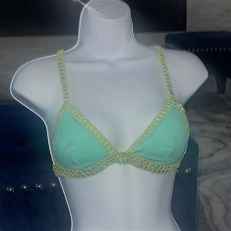 Victoria Secret Swim Bikini Set Crochet Pushup Triang Gem