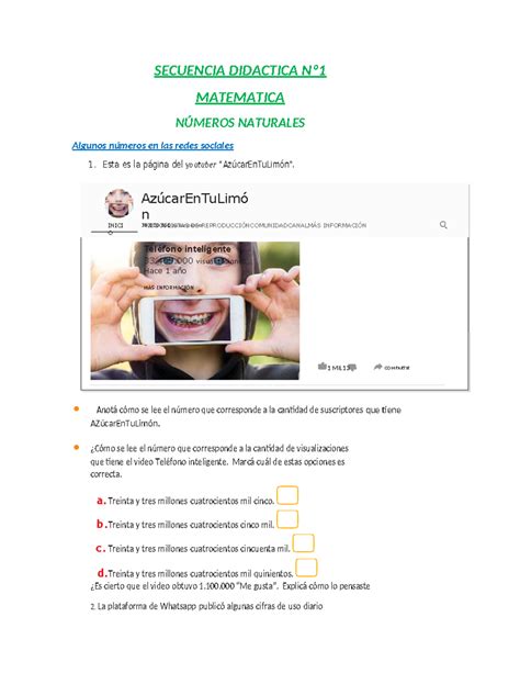 Secuencia Didactica N Matematica Secuencia Didactica N Matematica