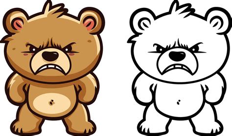 Cute Angry Cartoon Bear Vector Illustration Angry Teddy Bear Cartoon