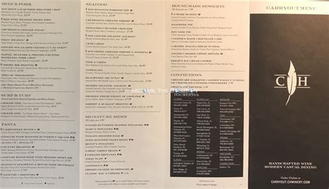 Coopers Hawk Menu Scanned Menu With Prices