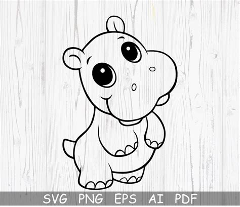 Sweet Hippo SVG Baby Hippo Svg File For Cricut Cute Baby Etsy