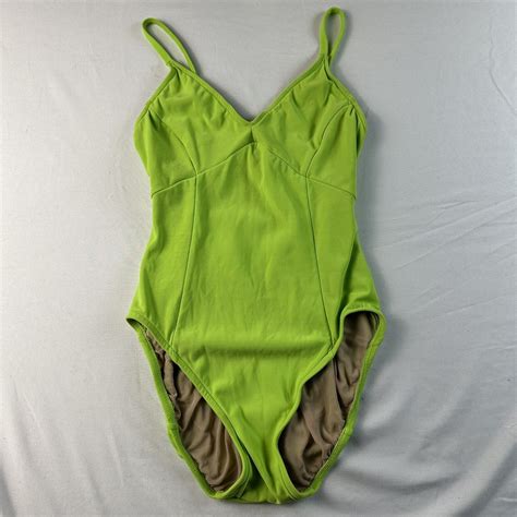 VTG Calvin Klein One Piece Bathing Swimsuit Small Lime Neon Green 90s
