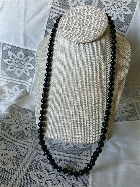 Vintage Monet Black Onyx Beaded Necklace Etsy