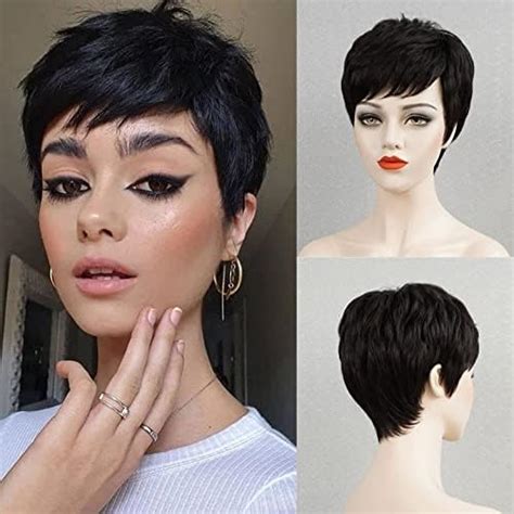 Tangcai Parrucca Brasiliana Capelli Umani Veri Pixie Cut Per Donna