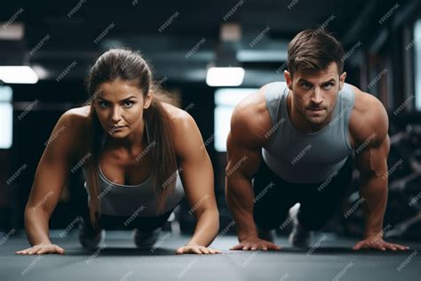 Premium Ai Image Sport Couple Doing Plank Exercise Workout