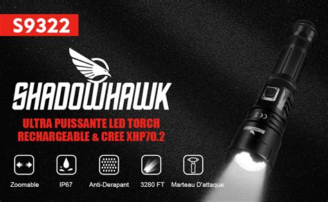 Shadowhawk Lampe Torche Led Ultra Puissante Lumens Lampe De