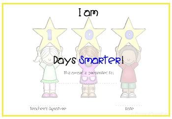 100 Days Smarter Certificate by Primary Means Fun | TpT