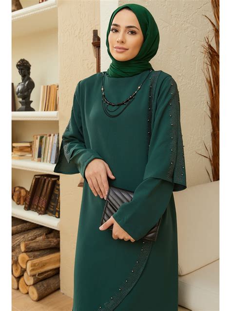 Emerald Modest Plus Size Evening Dress