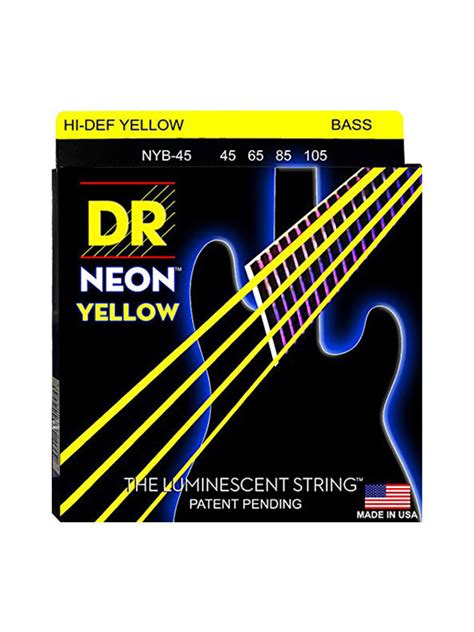 Dr Coated Bass Strings Neon Yellow 4 Strings 45 105 Bigtone