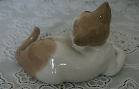 Vintage Lladro Cat Figurine Surprised Cat Spain Ebay