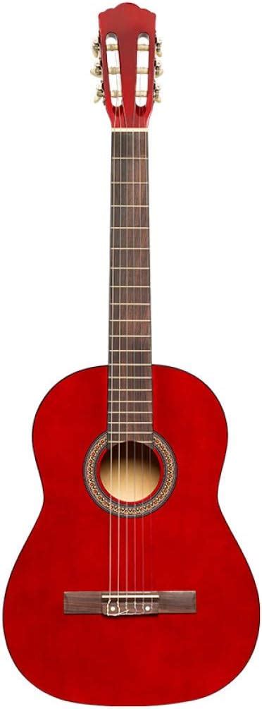 Stagg Guitarra clásica de 6 cuerdas derecha roja tamaño completo