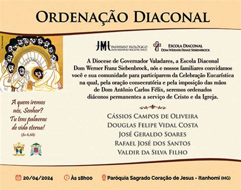 Ordenação Diaconal Diáconos Permanentes Diocese de Valadares