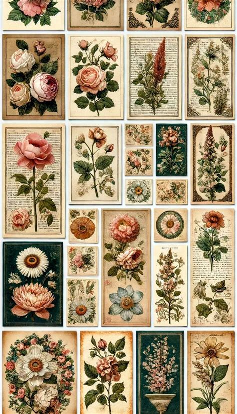 floral stickers  scrapbook art      sticker set