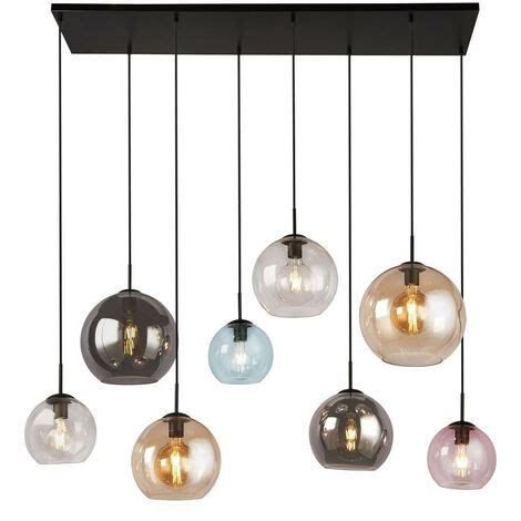 Searchlight Mardi Gras 8 Light Bar Pendant Matt Black Multi Colour