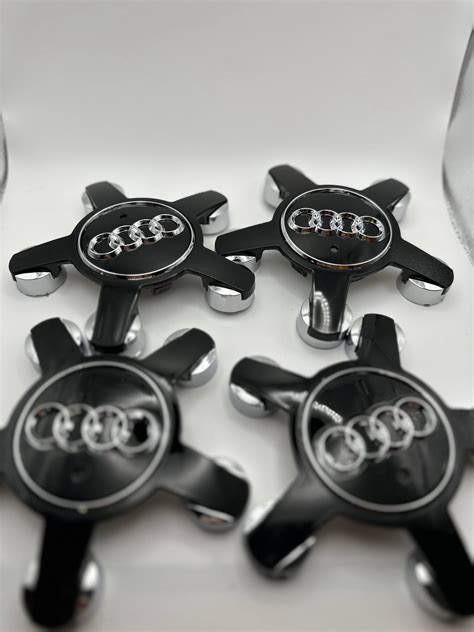 4 Pcs 135mm For AUDI BLACK 8R0601165 Wheel Center Caps Logo Badge Hub