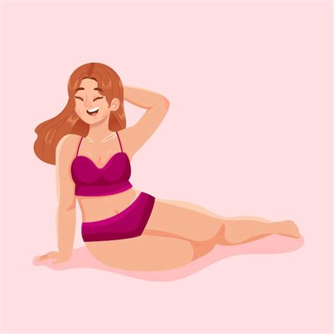 Chica Aislada De Dibujos Animados En Bikini Vector Premium