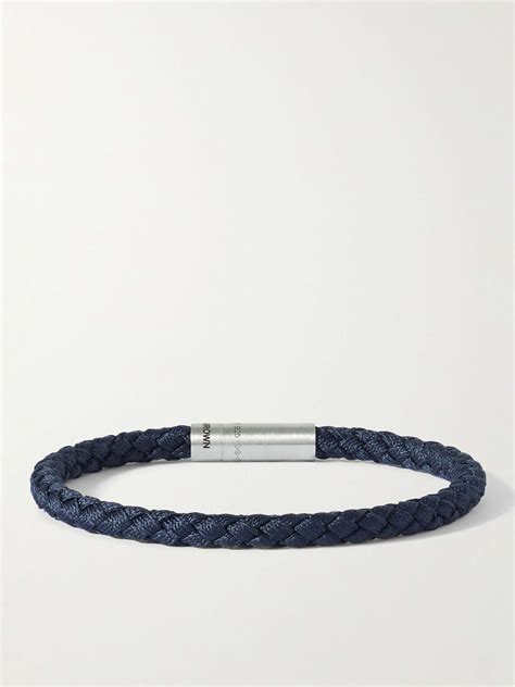 Le Gramme Orlebar Brown G Woven Cord And Sterling Silver Bracelet