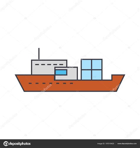 Ship Line Icon Concept Ship Flat Vector Sign Symbol Illustration