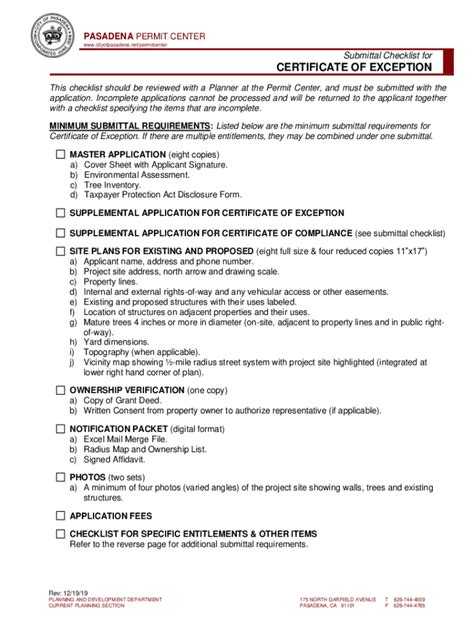 Fillable Online Planning Applications And Forms City Of Pasadena Fax