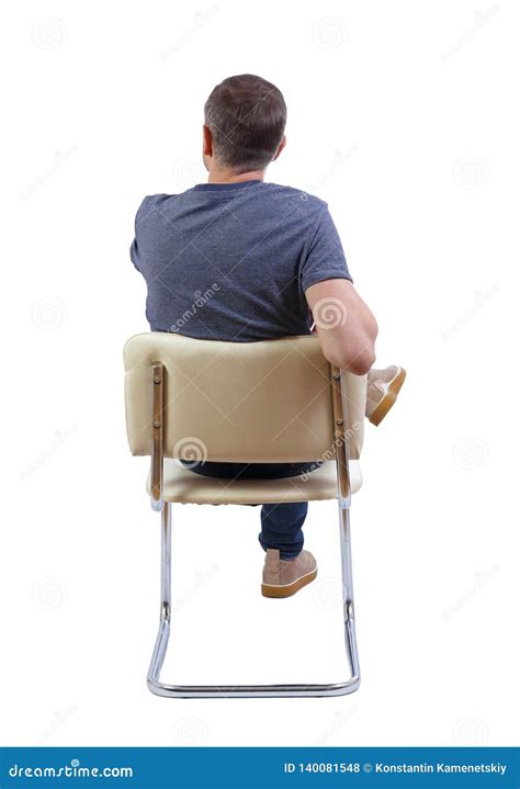 Back View of a Man Sitting on a Chair Stock Photo - Image of learning ...